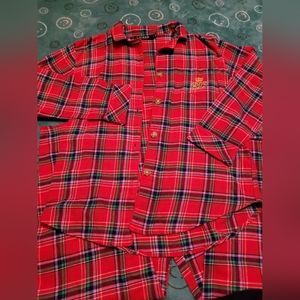 Ralph Lauren pajama set flannel plaid with animal print on collar